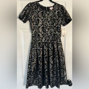 Elegant Black with Silver and Gold foil Amelia dress